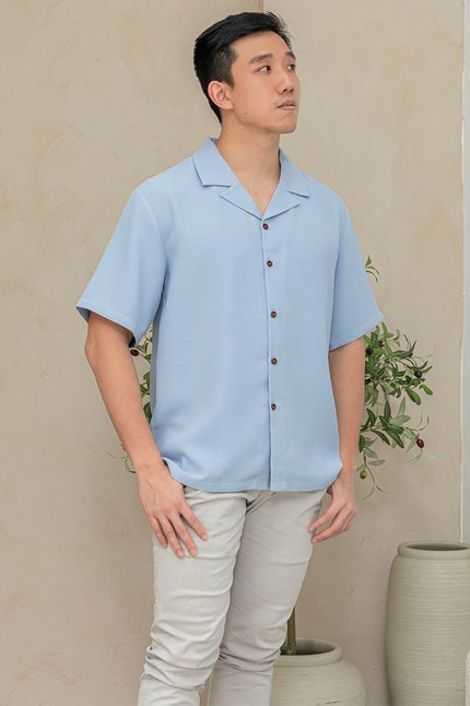 Kyrus Waffle Collar Shirt (French Blue)