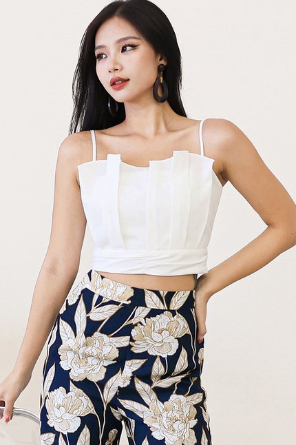 *Restocked* Aurora Pleated Padded Cami Top (White)