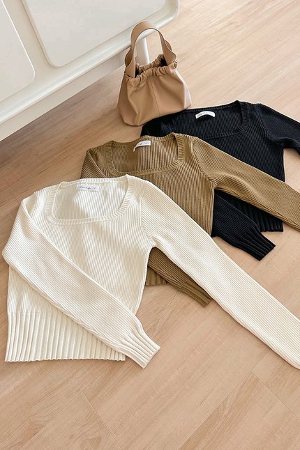 Heidi Scoop Neck Long Sleeve Knit Top (Bundle of 3)