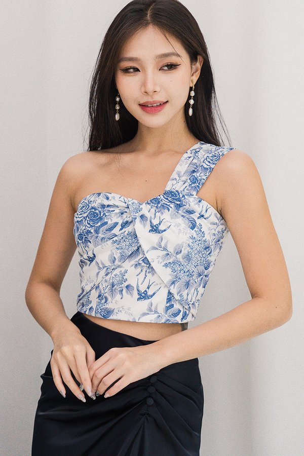 *RESTOCKED* Lucia Padded Bustier Toga Top (Blue Porcelain)