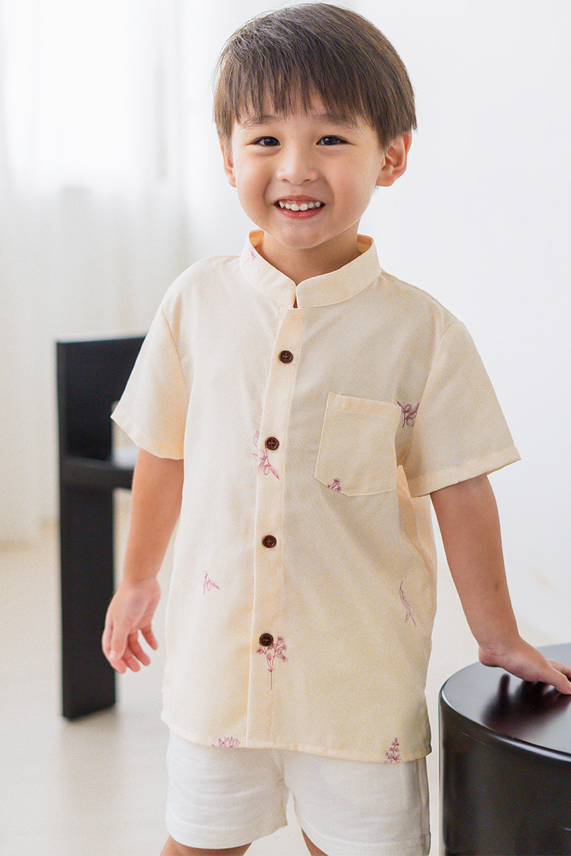 Kids Dane Mandarin Collar Shirt (Budding Joy) Dear Lyla