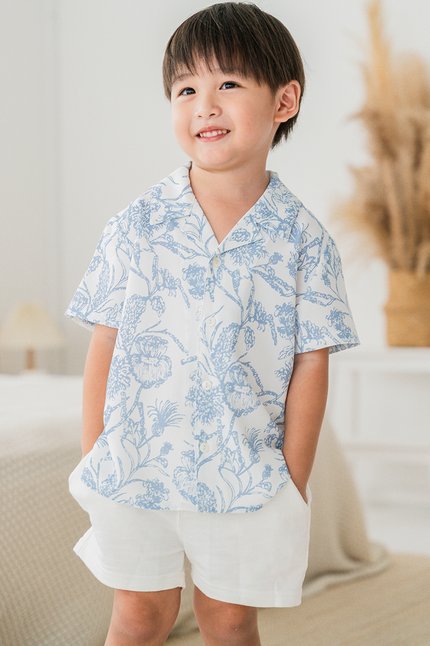Kids Jay Collar Shirt (Columbia Blue Batik)