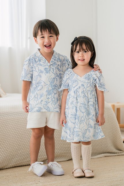 Kids Jay Collar Shirt (Columbia Blue Batik)