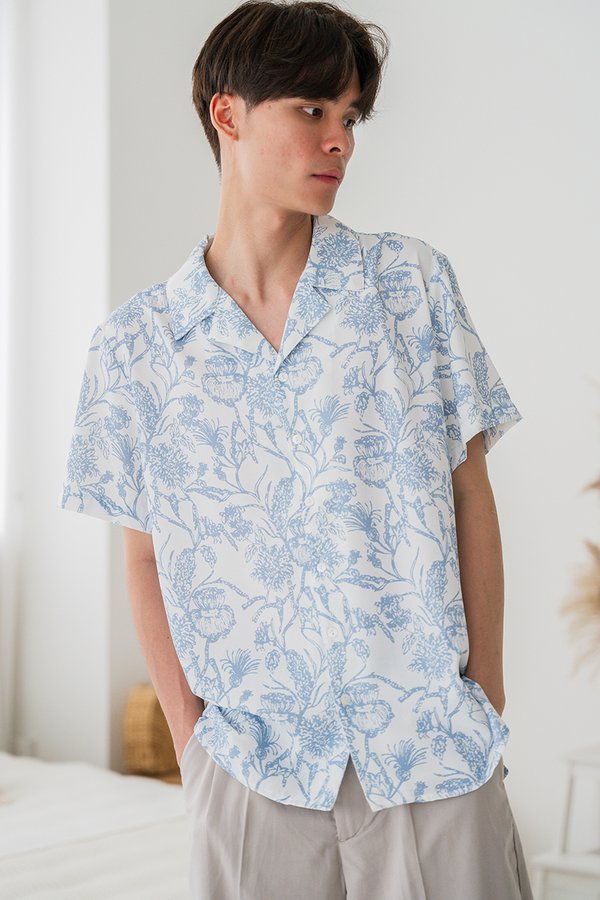 *RESTOCKED* Jayden Collar Shirt (Columbia Blue Batik)