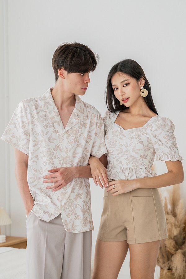Jayden Collar Shirt (Sand Botanical)
