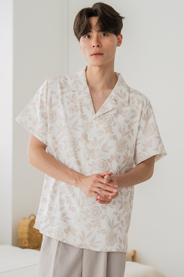 Jayden Collar Shirt (Sand Botanical)