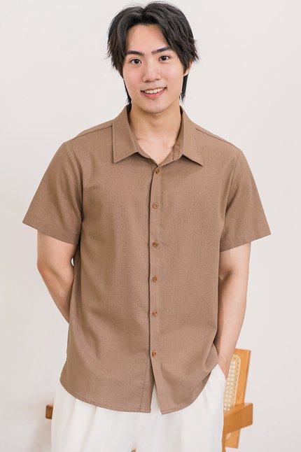 Ash Linen Collar Shirt (Coffee)