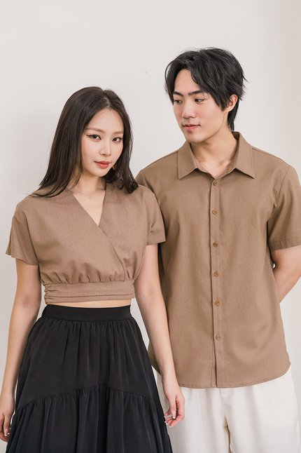 Ash Linen Collar Shirt (Coffee)