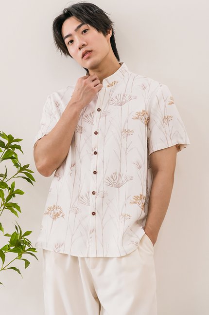 Dan Mandarin Collar Shirt V2 (Sand Dandelion)