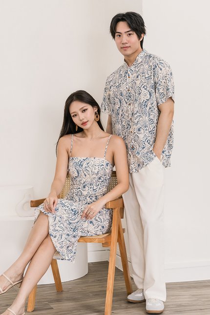 *RESTOCKED* Dan Mandarin Collar Shirt (Royal Tropical Batik)