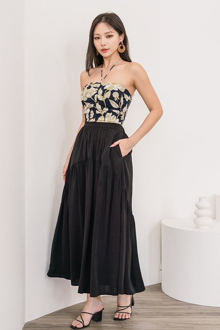 Andrea Tiered Maxi Skirt (Black)