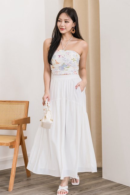 Andrea Tiered Maxi Skirt (White)