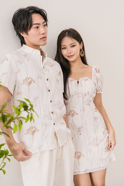 Jovene Padded Pleat Front Dress (Sand Dandelion)