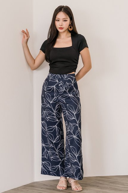 Pearlie Wide Leg Pants - Petite (Midnight Tranquility)