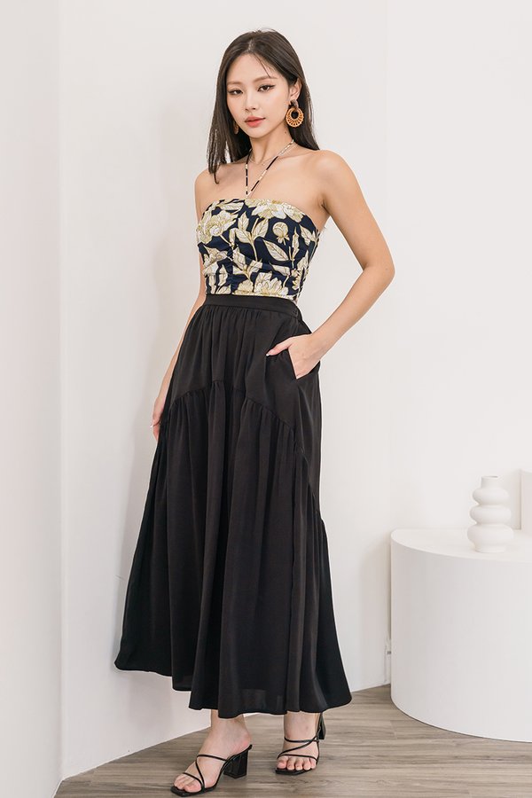 *RESTOCKED* Andrea Tiered Maxi Skirt (Black)