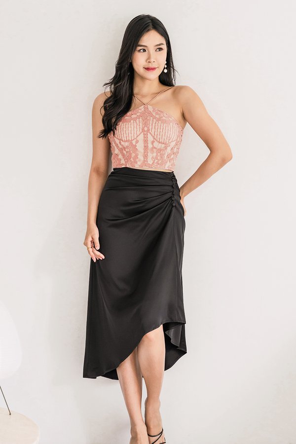 Helena Padded Halter Lace Top (Rose)