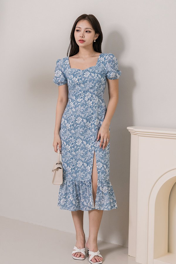 Belle Puff Sleeve Midi Dress (Posh Batik)