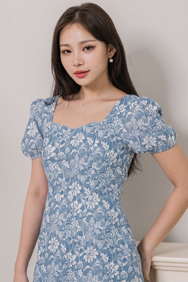 Belle Puff Sleeve Midi Dress (Posh Batik)