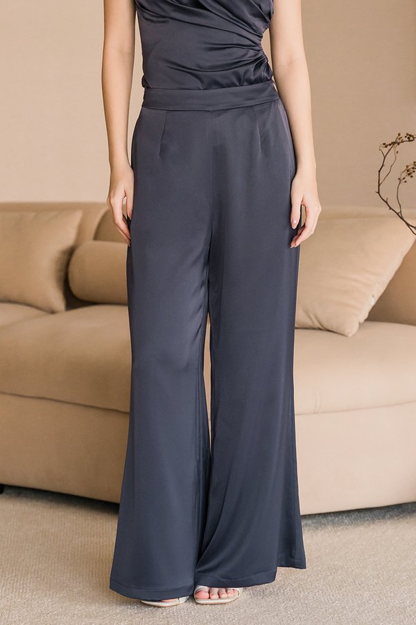 Claudine Satin Wide Leg Pants - Regular (Shadow)