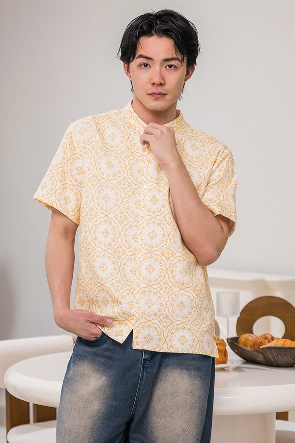 Hans Mandarin Collar Shirt (Mandarin Abundance)