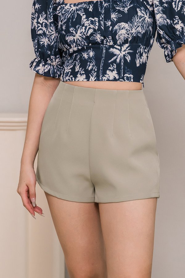 Bree High Waist Shorts V2 (Olive Grey)