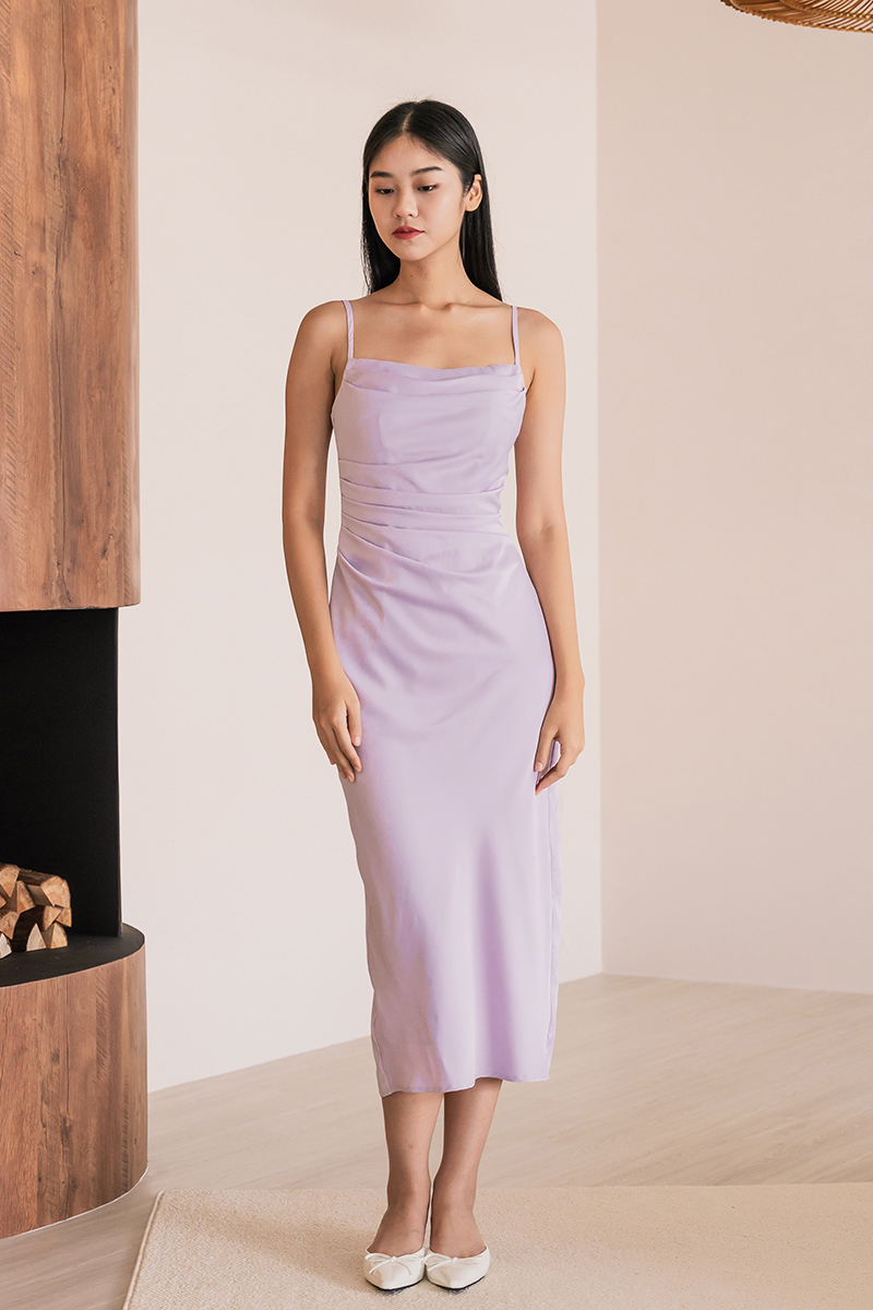Chantel Cowl Back Satin Dress
