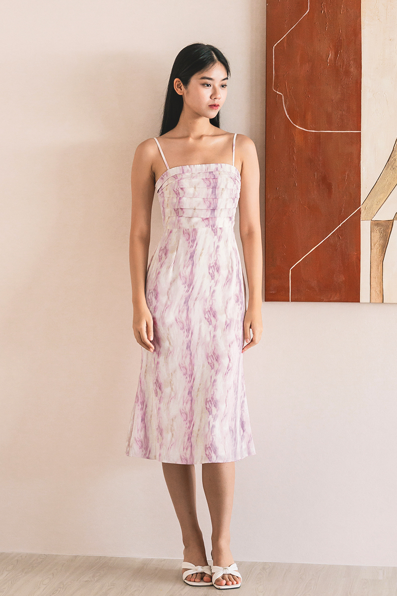 Sleeveless Temperment Dresses For Women Stand Collar High Waist A Line Folds Midi Dress Female Summer