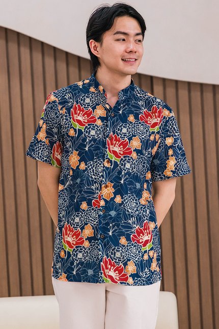 Dan Mandarin Collar Shirt (Royal Peranakan)