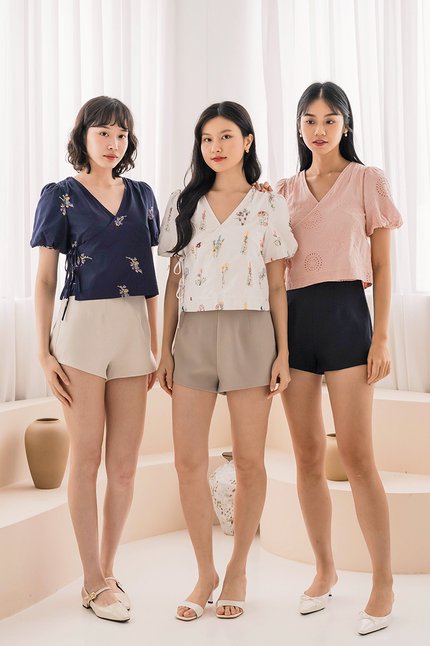 Mira Tie-Ribbon Wrap Top (Opulent Bloom Embroidery)