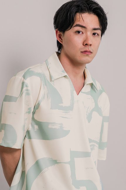 *RESTOCKED* Oliver Polo Oversize Collar Shirt (Sage Artistry)
