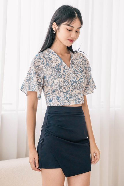 Sarah Ruched Asymmetrical Skorts (Midnight)