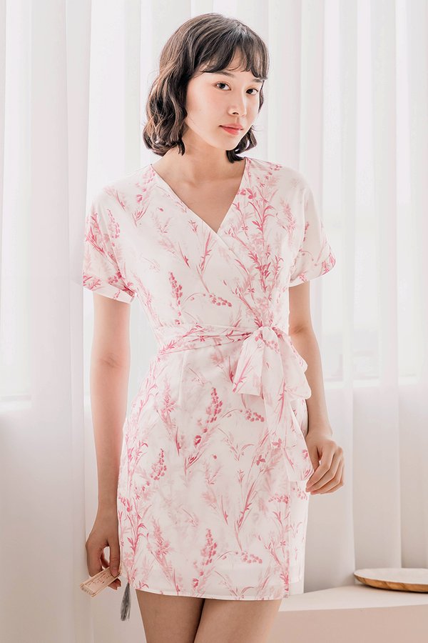 Alyssa Cuffed Sleeve Wrap Dress (Muhly Breeze)