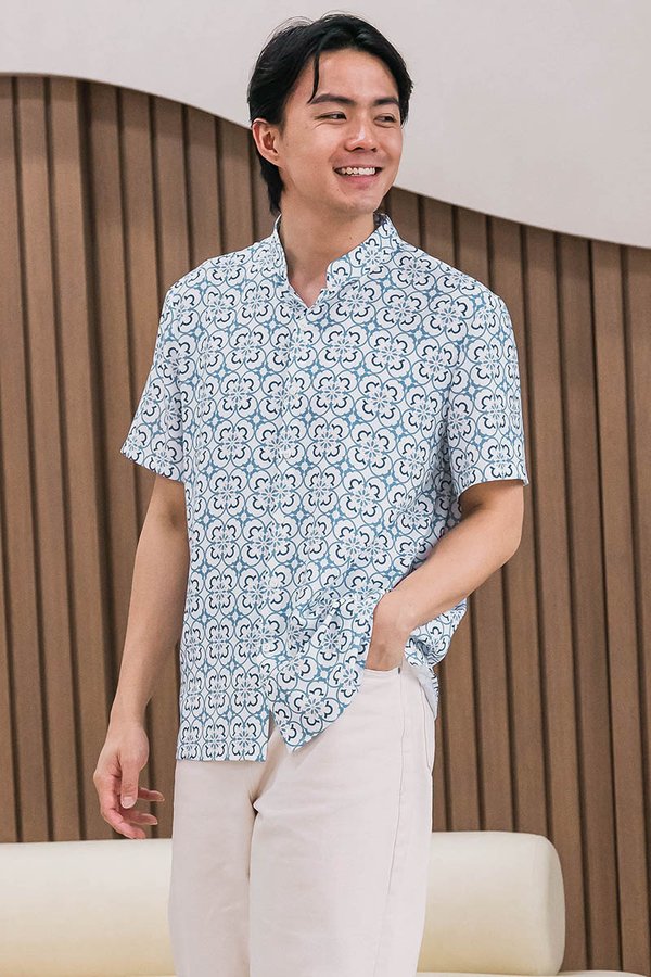 Dan Mandarin Collar Shirt (Moroccan Flair)