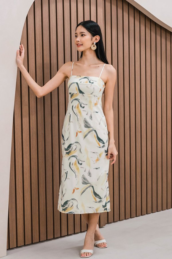 Dania Padded Column Midi Dress (Lunar Art)