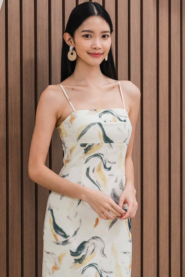 Dania Padded Column Midi Dress (Lunar Art)