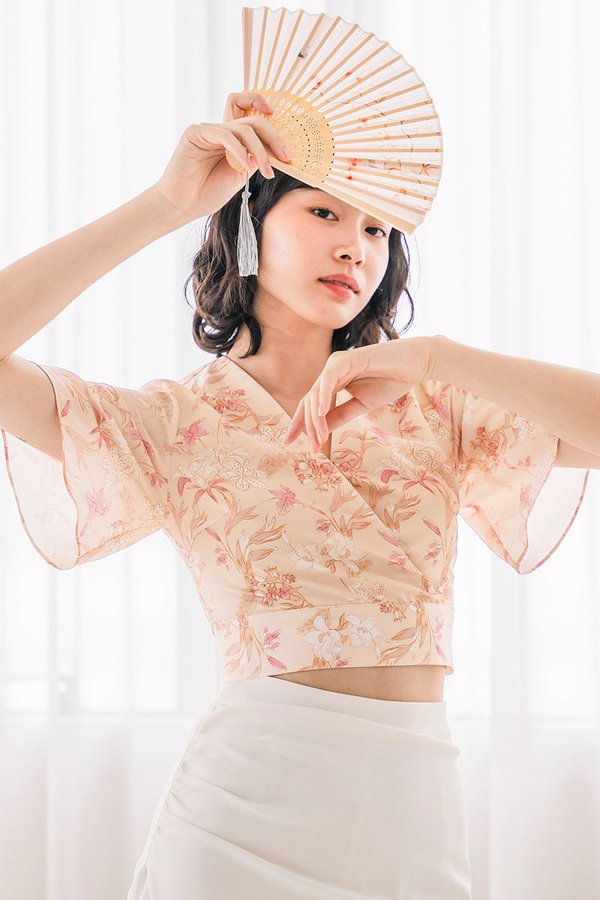 Yuko Flare Sleeve Wrap Top (Enchanted Fleur)