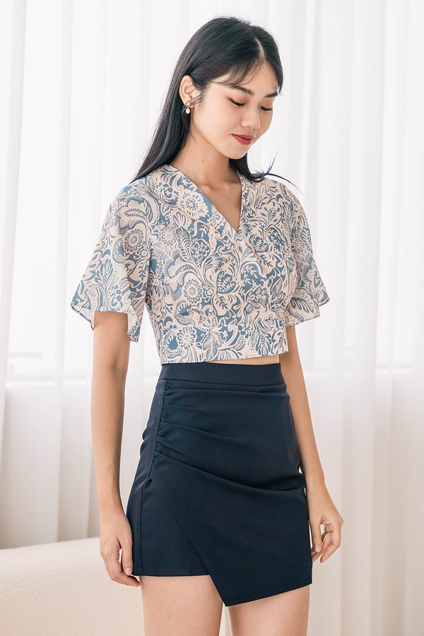 Sarah Ruched Asymmetrical Skorts (Midnight)