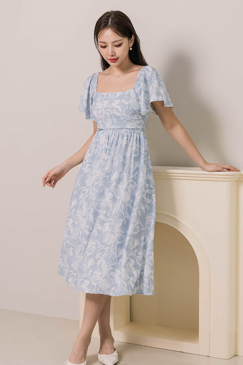 Textured Belted Dress (Lake Blue)