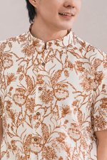 Dan Mandarin Collar Shirt (Rust Batik)