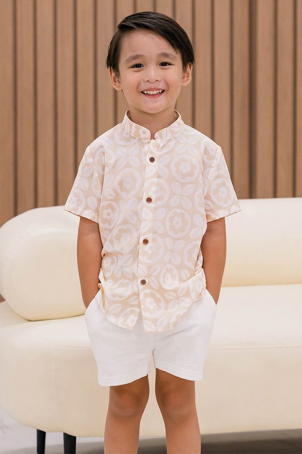 *RESTOCKED* Kids Dane Mandarin Collar Shirt (Sand Peach Harmony)