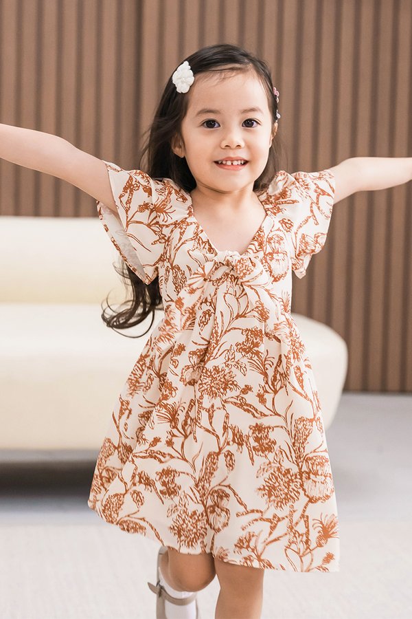 Kids Jayla Tie-Front Dress (Rust Batik)