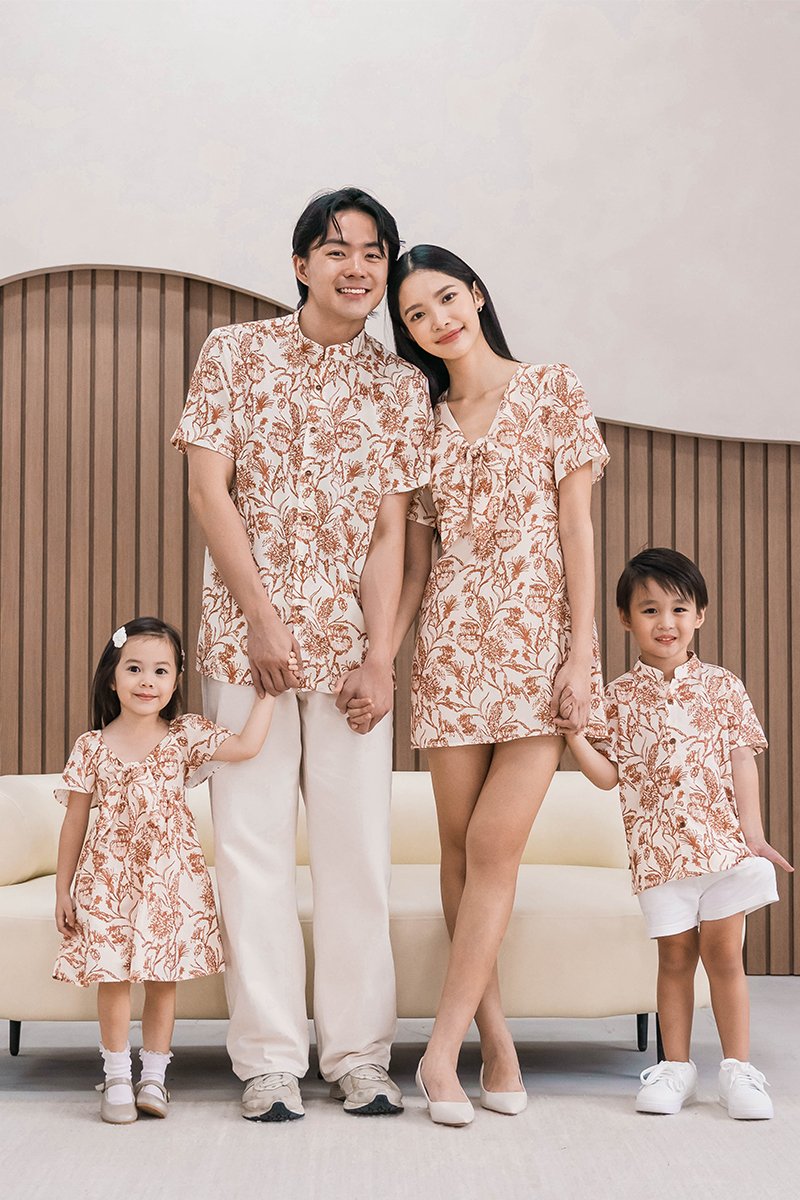 Dan Mandarin Collar Shirt (Rust Batik)