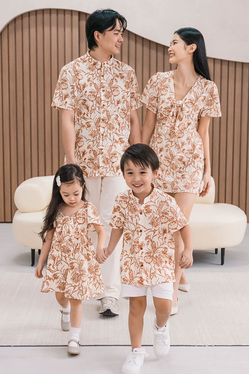 Dan Mandarin Collar Shirt (Rust Batik)