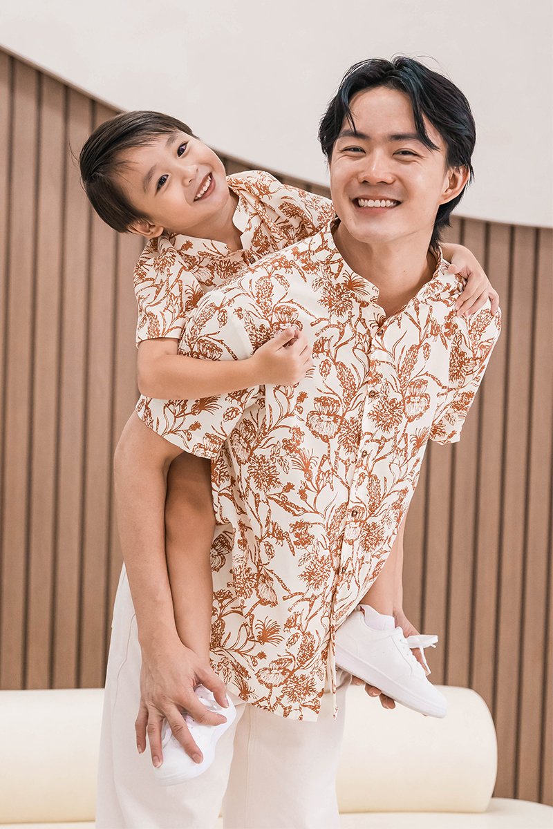 Dan Mandarin Collar Shirt (Rust Batik)
