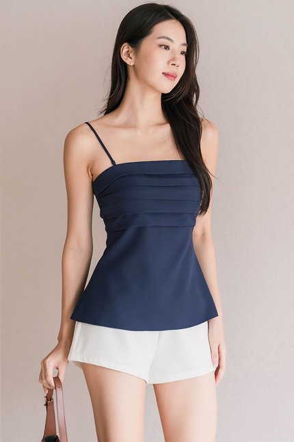 Bree Padded 2-Way Folds Top (Navy)