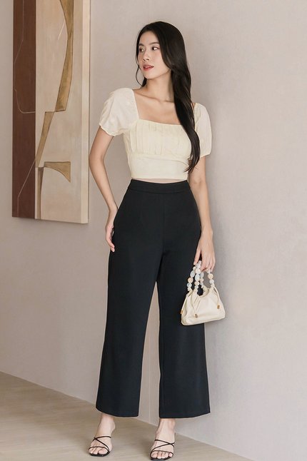 Pearlie Wide Leg Pants - Petite (Black)