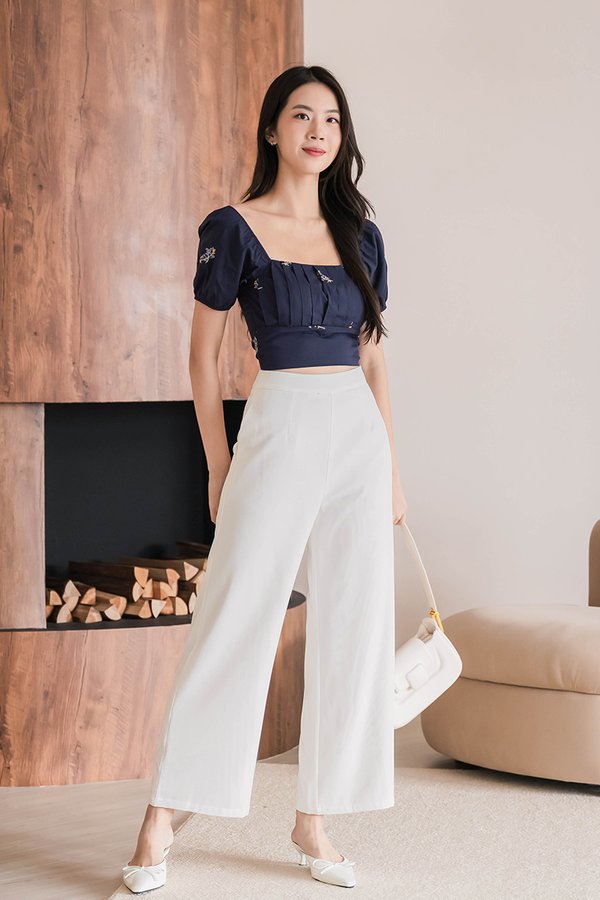 Pearlie Wide Leg Pants - Petite (White)