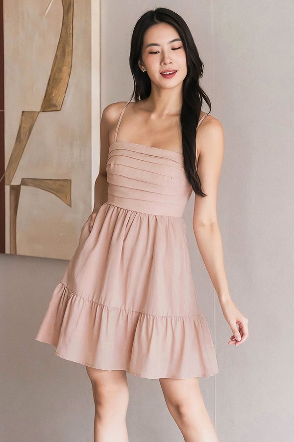 Jadine Padded Folds Dress (Nude Blush)