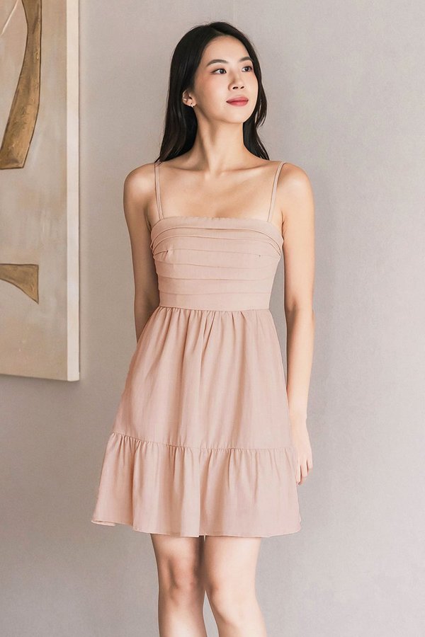 Jadine Padded Folds Dress (Nude Blush)