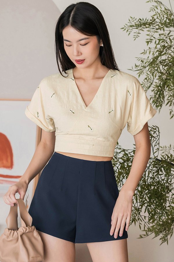 Hana Kimono Wrap Top V2 (Cream Embroidery)
